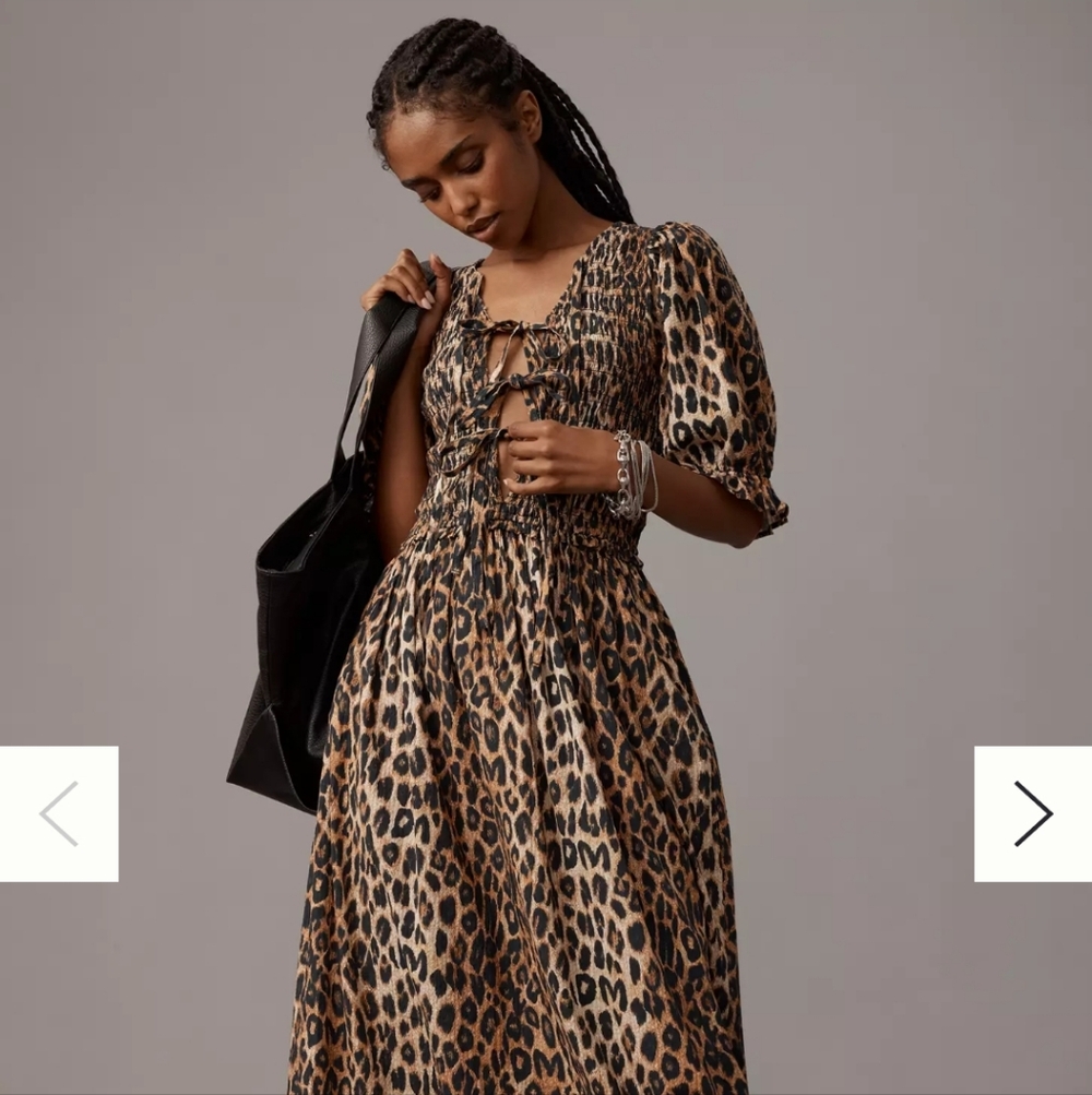 Damson Madder Leopard Print Midi Dress. NWOT